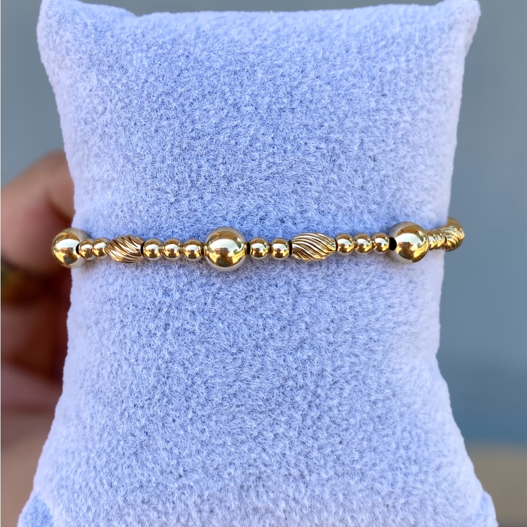 14kt Gold Filled Beaded Elastic Bracelet